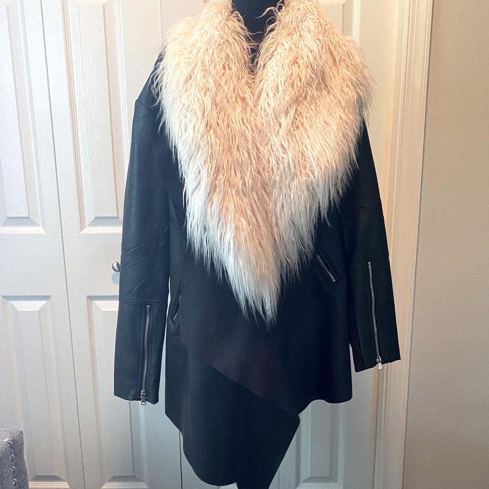 NWT The Limited Black Drape Front Coat, Size OX